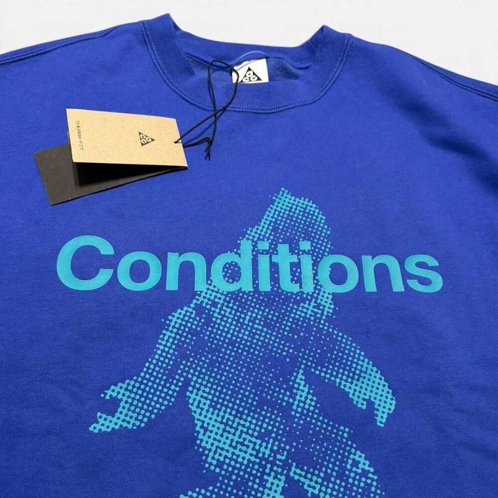 Nike ACG Tuff Fleece Therma-Fit Lapis Blue Bigfoot Crewneck size S IF1490-430 - Picture 6 of 12